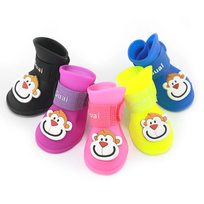 4pcs Waterproof Dog Shoes – Anti-Slip Boots for Small Dogs & Cats (Rain & Snow Protection)