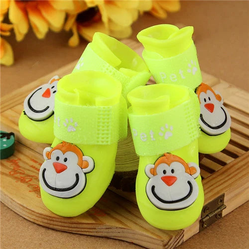 4pcs Waterproof Dog Shoes – Anti-Slip Boots for Small Dogs & Cats (Rain & Snow Protection)