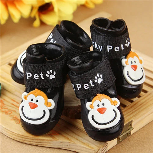 4pcs Waterproof Dog Shoes – Anti-Slip Boots for Small Dogs & Cats (Rain & Snow Protection)