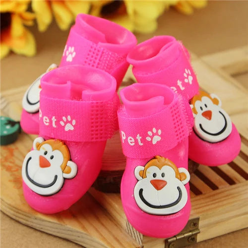 4pcs Waterproof Dog Shoes – Anti-Slip Boots for Small Dogs & Cats (Rain & Snow Protection)
