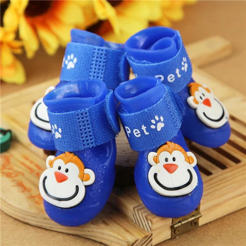 4pcs Waterproof Dog Shoes – Anti-Slip Boots for Small Dogs & Cats (Rain & Snow Protection)