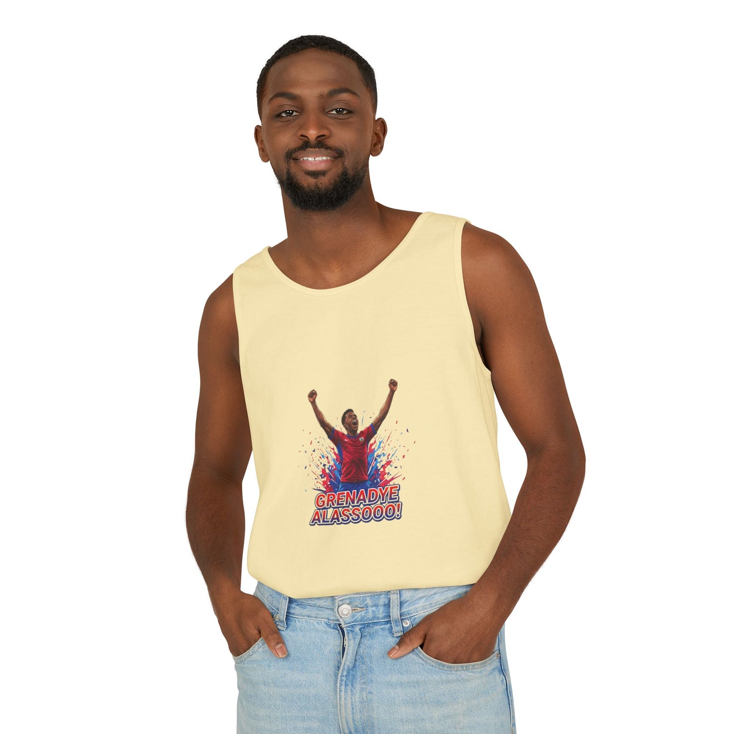 Tank Top — 'Grenade Alassooo!' Graphic Sports Fan Muscle Tee