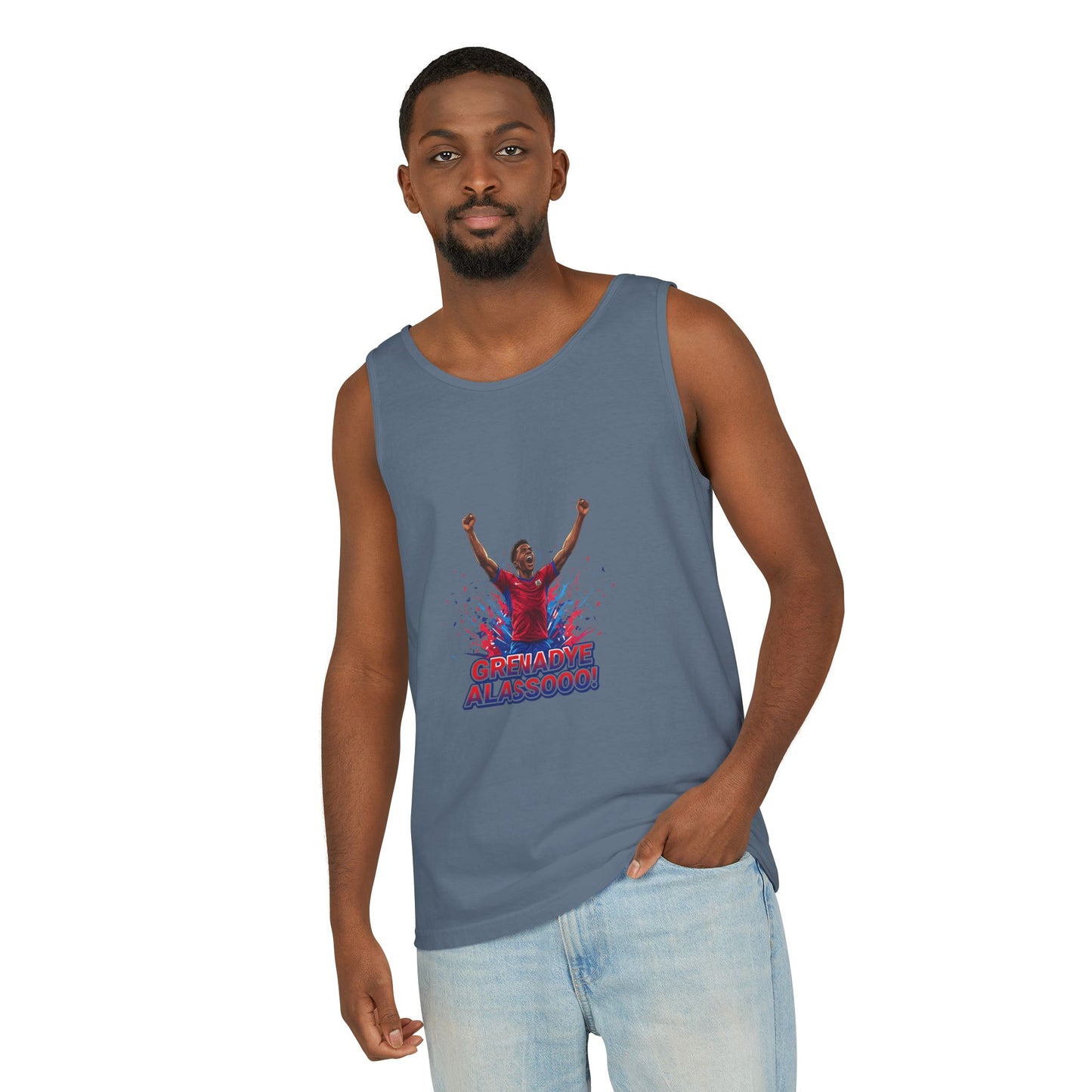 Tank Top — 'Grenade Alassooo!' Graphic Sports Fan Muscle Tee