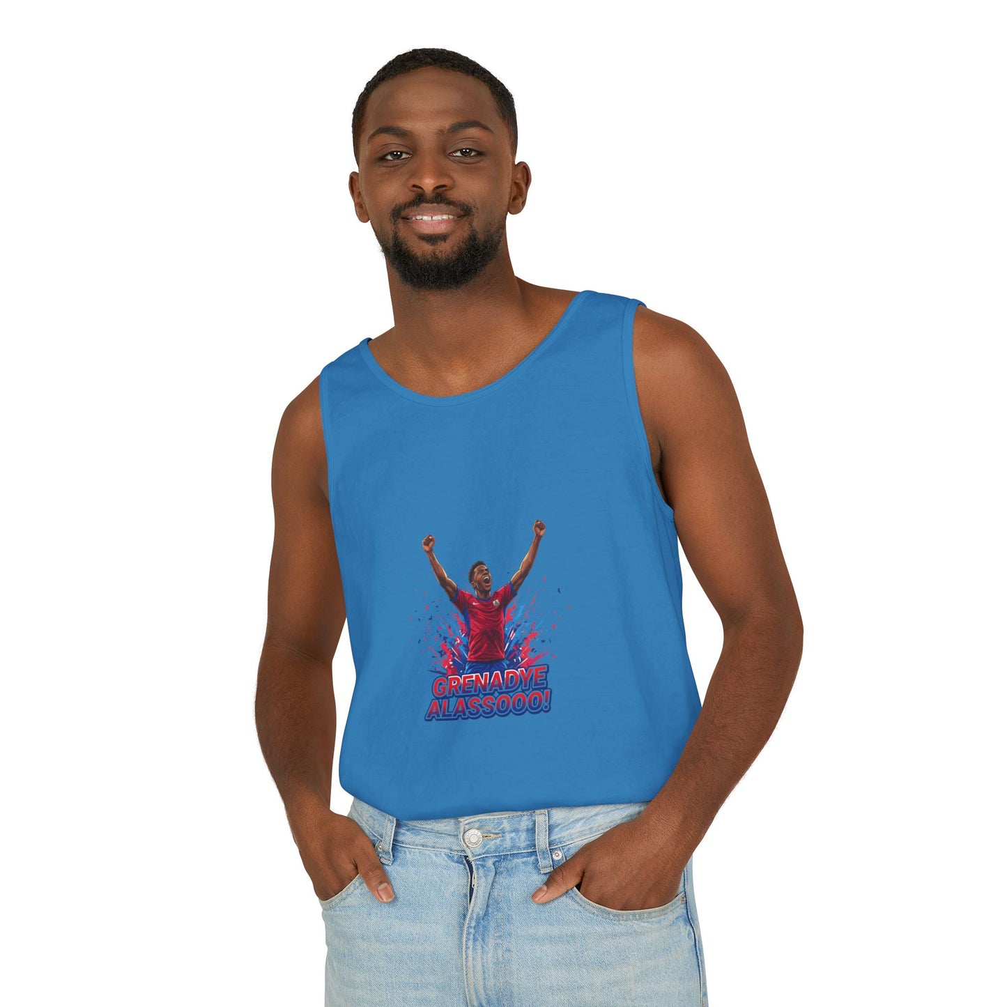 Tank Top — 'Grenade Alassooo!' Graphic Sports Fan Muscle Tee