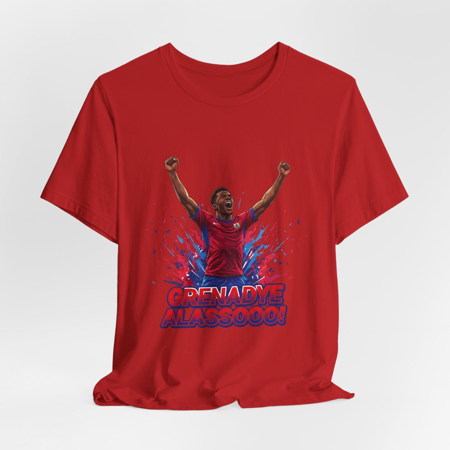 Soccer Celebration Tee — "Grenadye Alassooo!" Graphic Football Fan Shirt