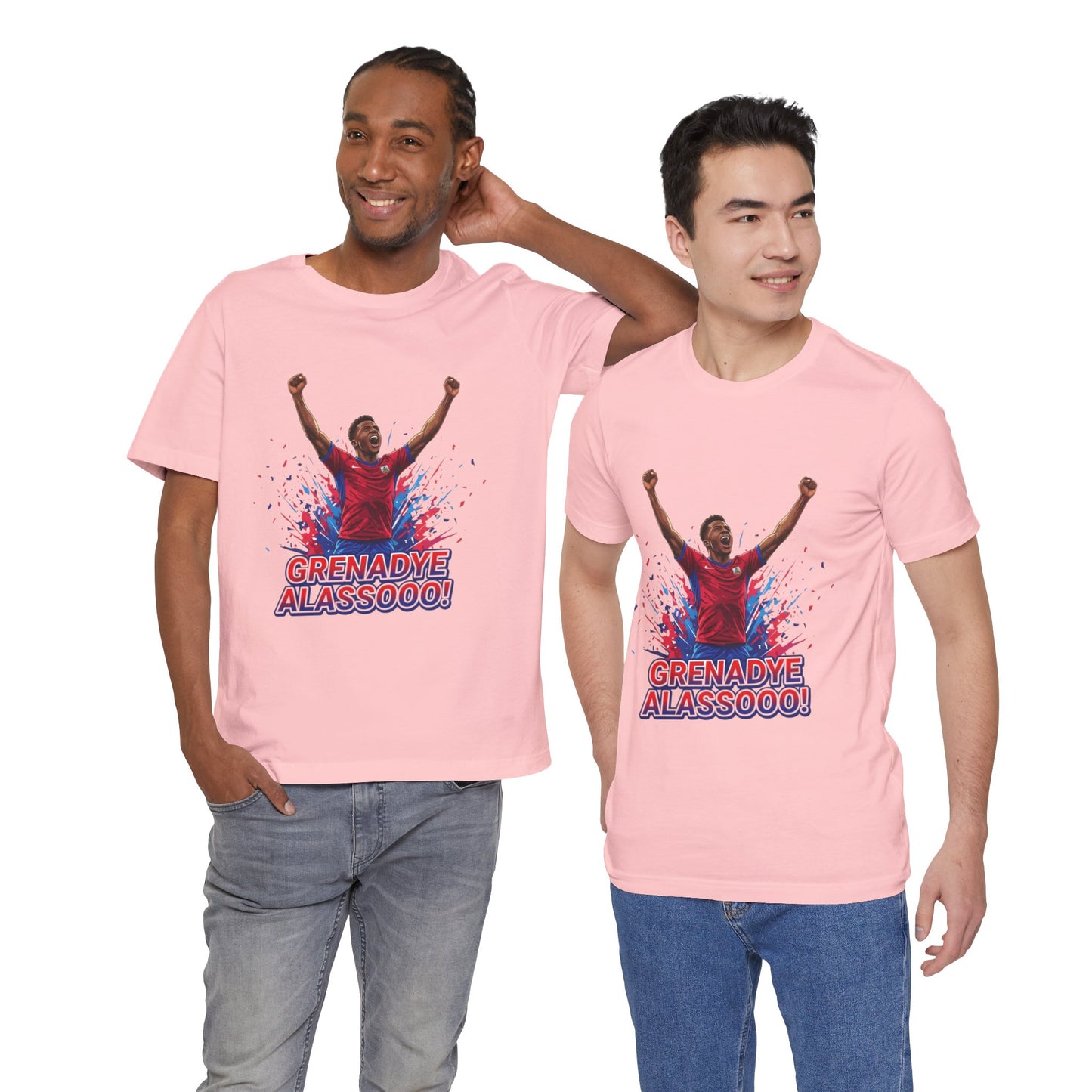 Soccer Celebration Tee — "Grenadye Alassooo!" Graphic Football Fan Shirt