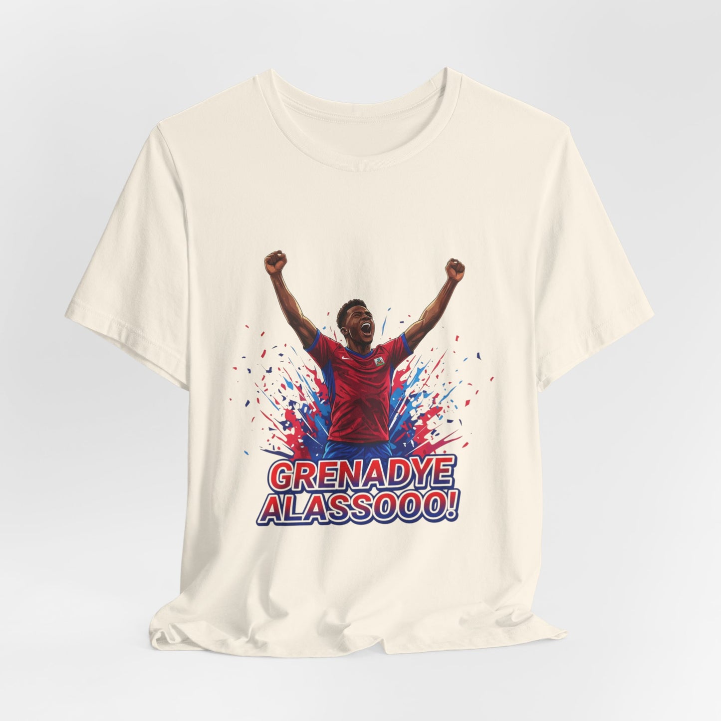 Soccer Celebration Tee — "Grenadye Alassooo!" Graphic Football Fan Shirt