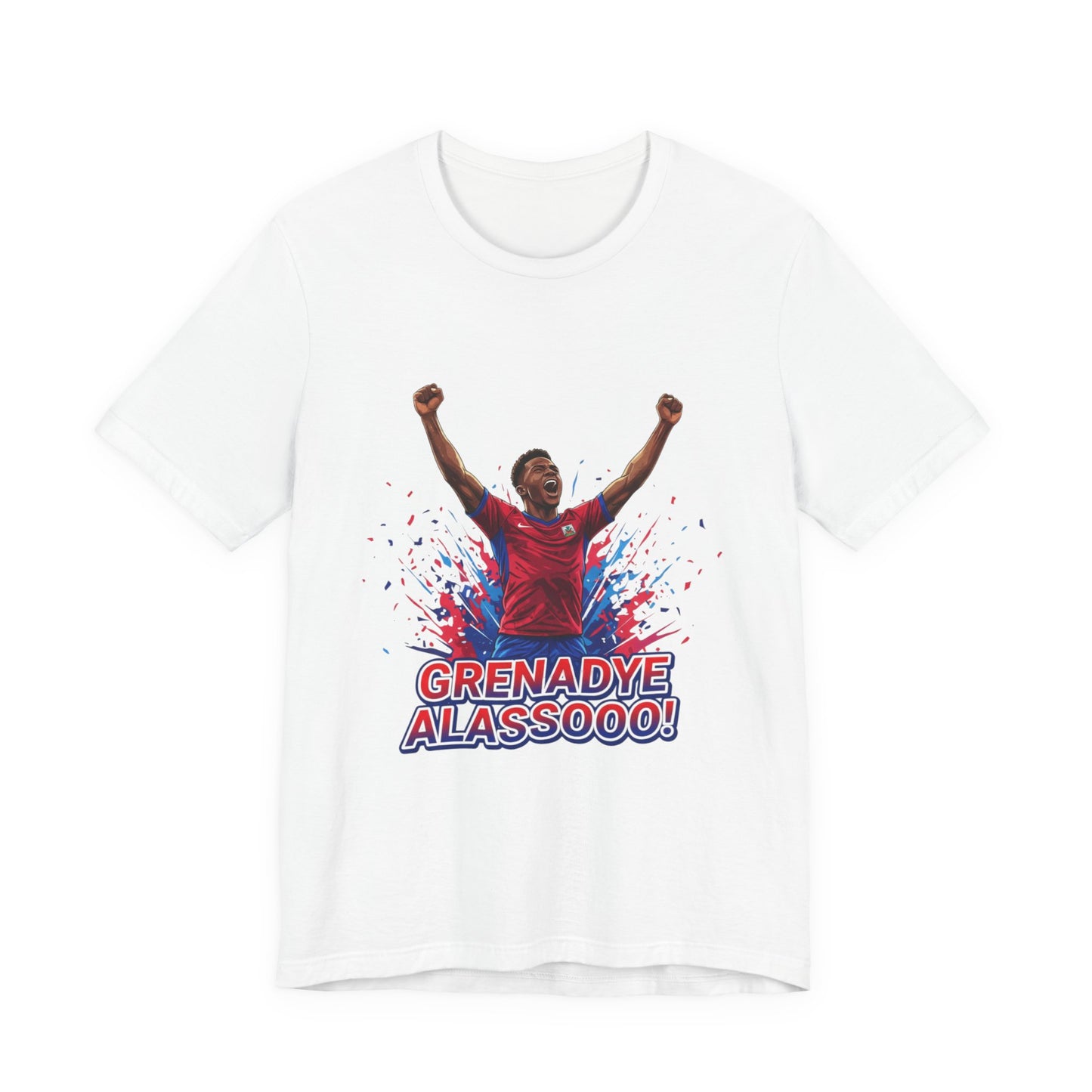 Soccer Celebration Tee — "Grenadye Alassooo!" Graphic Football Fan Shirt