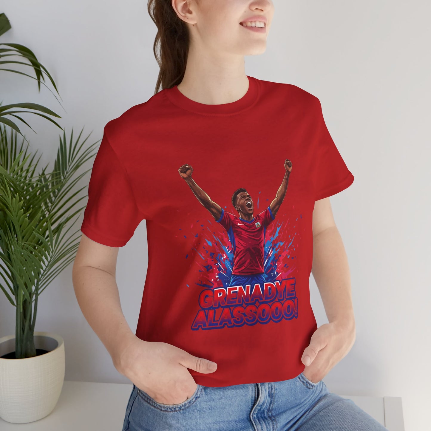 Soccer Celebration Tee — "Grenadye Alassooo!" Graphic Football Fan Shirt