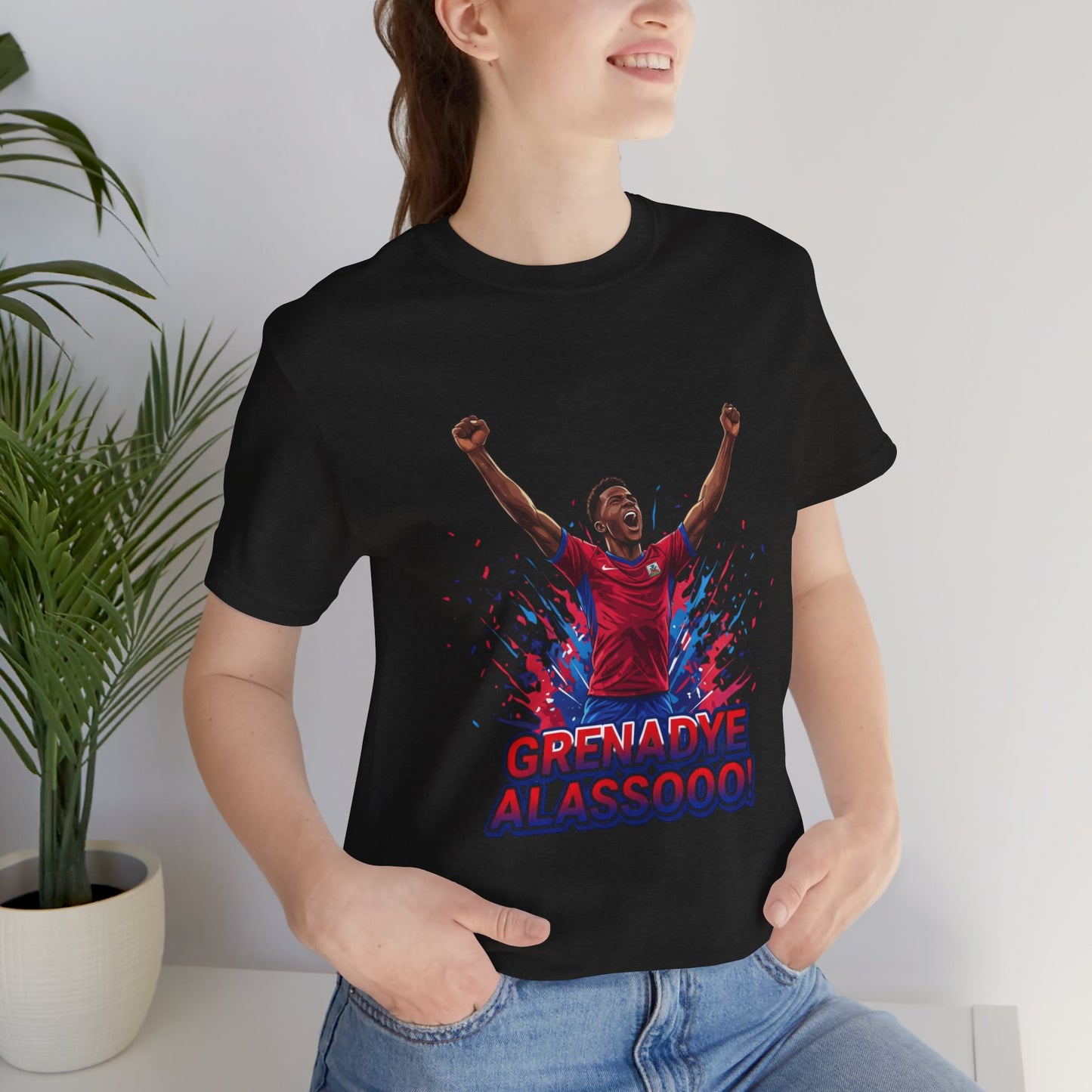 Soccer Celebration Tee — "Grenadye Alassooo!" Graphic Football Fan Shirt