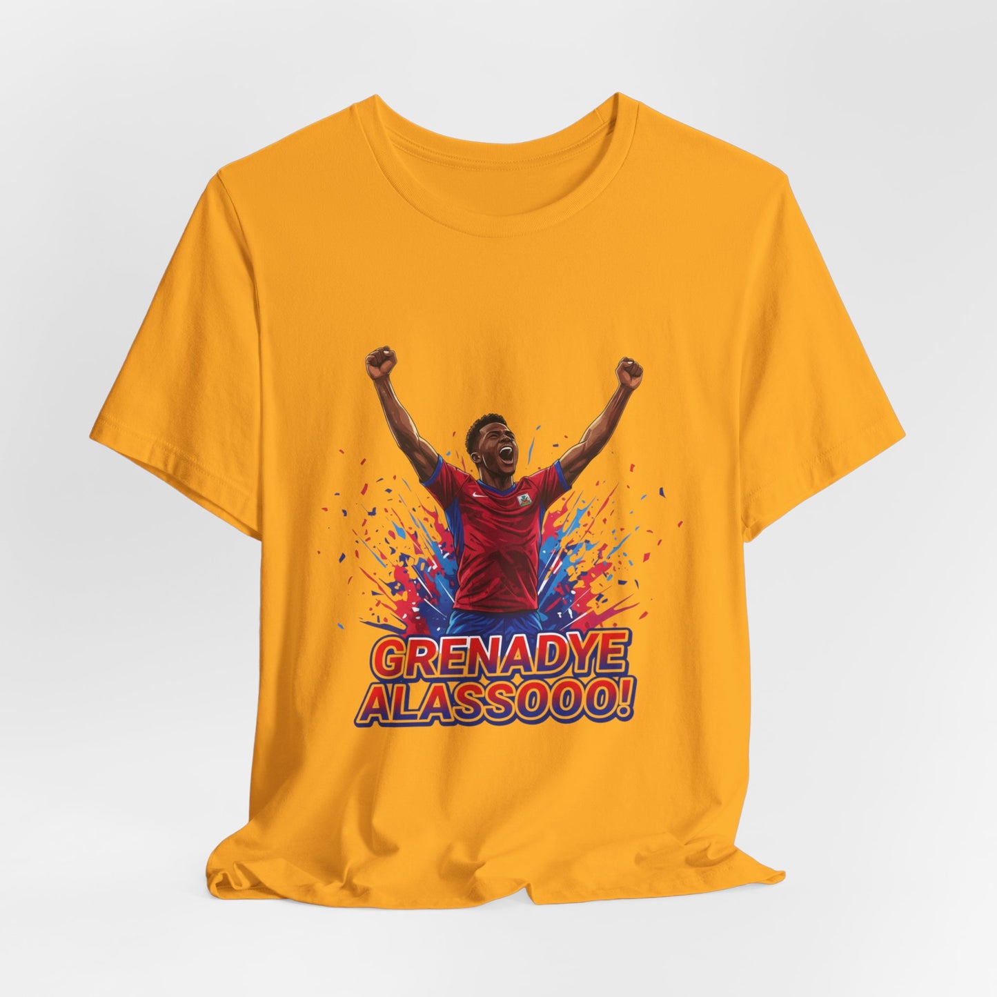 Soccer Celebration Tee — "Grenadye Alassooo!" Graphic Football Fan Shirt