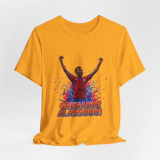Soccer Celebration Tee — "Grenadye Alassooo!" Graphic Football Fan Shirt
