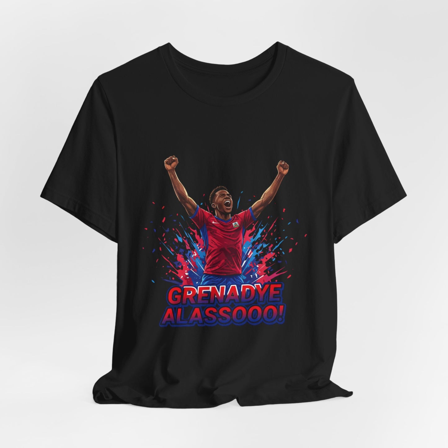Soccer Celebration Tee — "Grenadye Alassooo!" Graphic Football Fan Shirt